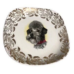 Poodle Dog Plate Lord Nelson Ware England Decorative 5" Gold Leaf Border Vintag